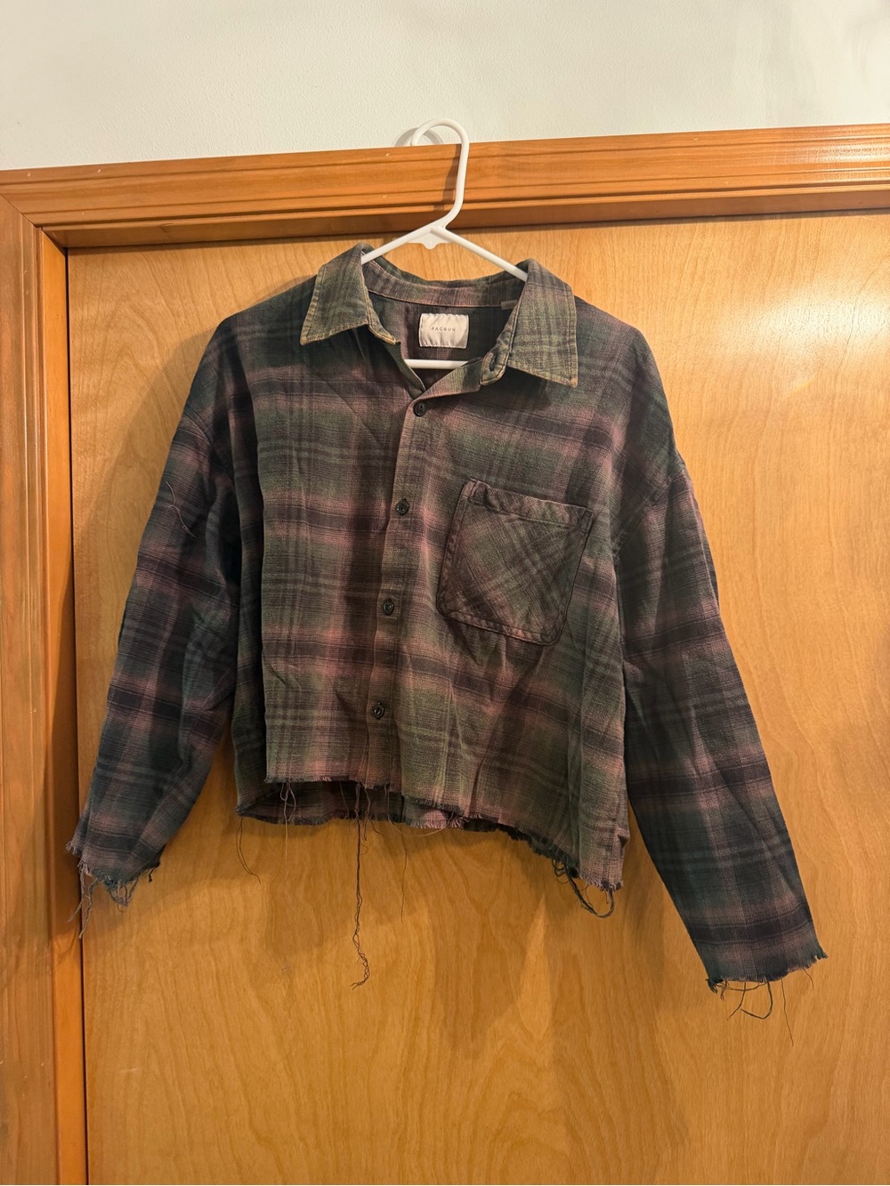 PacSun Green & Purple Plaid Button-Up Shirt